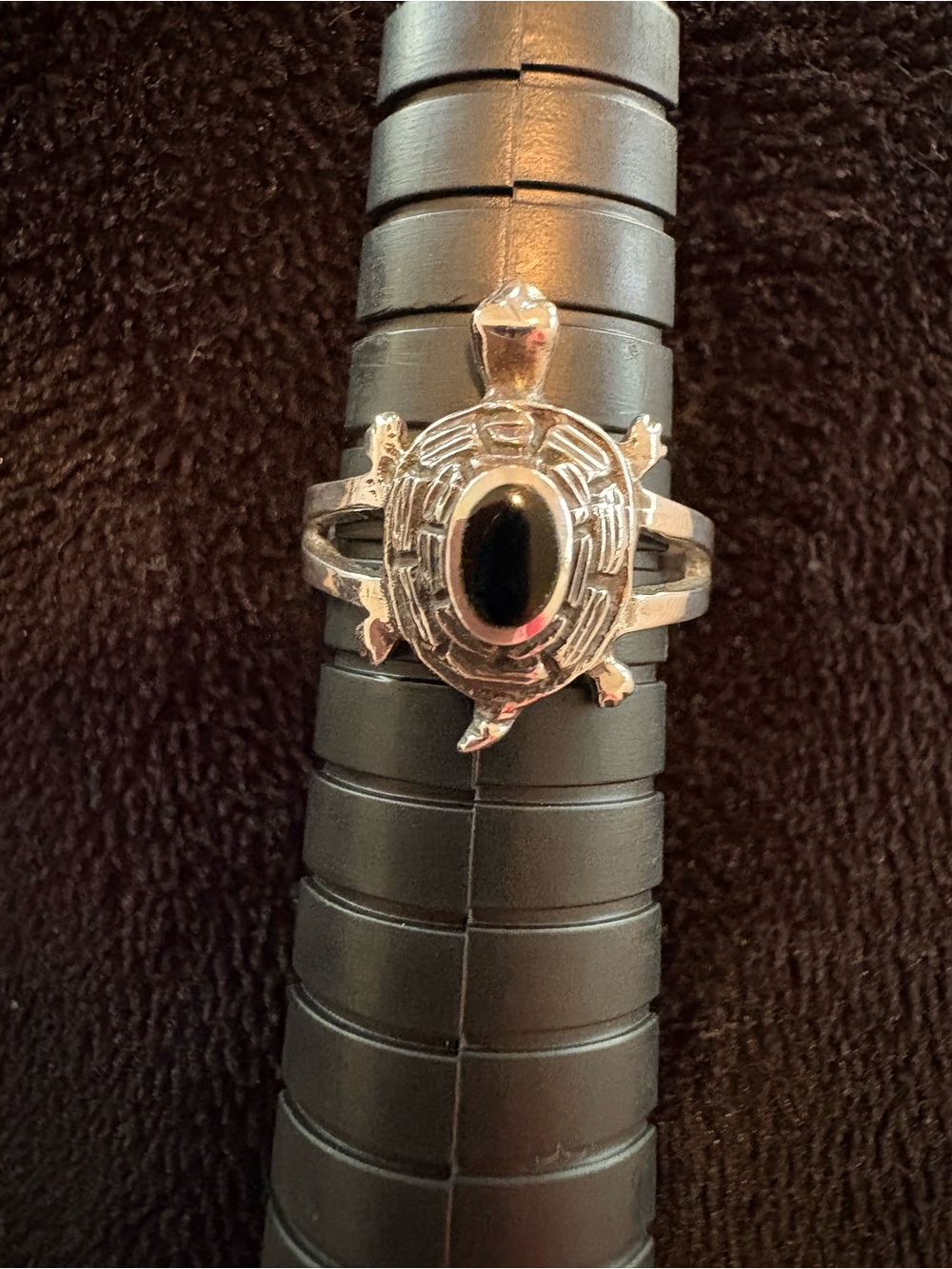 Black Onyx Stirling Silver Turtle Ring Size 5.5
